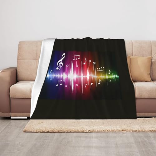 GUOLGP Manta versátil y acogedora con estampado de música, suave, cálida y ligera para sofá...