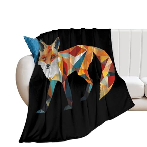 Manta geom&eacute;trica de zorro de naturaleza, manta s&uacute;per suave para oto&ntilde;o e invierno, sof&aacute;,...