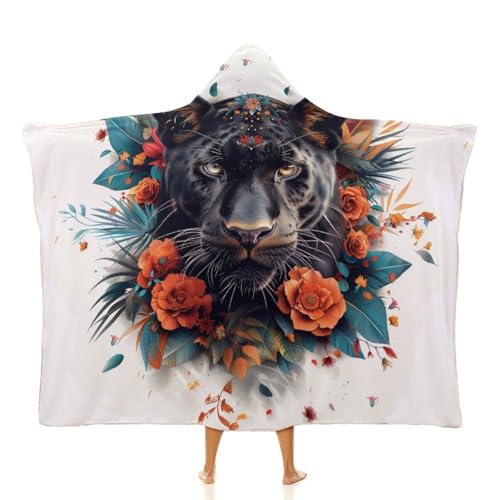 Lorolivier Black Panther Manta con Capucha Suave Y C&aacute;lida, Terciopelo &Aacute;rtico Manta De Franela para...