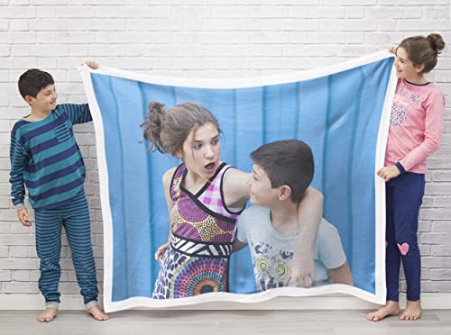 Regalo Original Manta Personalizada con Foto y Texto 170 x 130 cm en Tela de Material Polar,...