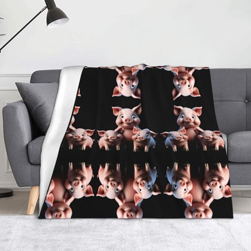 GGNKDL Manta con estampado de tres cerditos de 60 x 50 pulgadas, ligera, cálida, cómoda, suave...