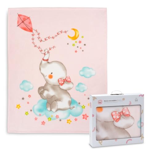 Interbaby - Manta para Cuna Beb&eacute; | Extrasuave de Sedalina Elefante Cometa, C&oacute;moda, C&aacute;lida | Manta...