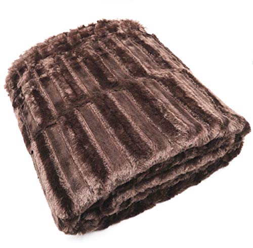 HTE Meishida Manta Sof&aacute; de Terciopelo - Manta Pelo Largo Peque&ntilde;a con Piel Sint&eacute;tica para Invierno...