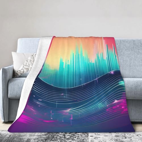 KPXXAQT Cool Music - Manta de franela con estampado de ondas sonoras para todas las estaciones, para...