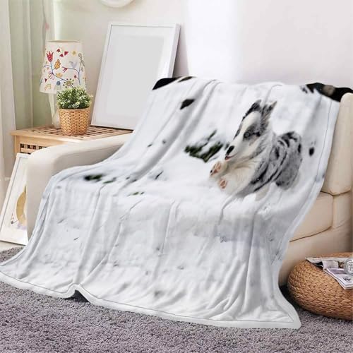 YZQGLHP Manta Blancanieves Mantas Corgi Estampado 3D Cobija Blanco Mantas Franela para Cama, Manta...