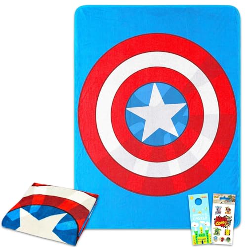Juego de manta del Capit&aacute;n Am&eacute;rica, paquete con manta de los Vengadores, calcoman&iacute;as, m&aacute;s para...