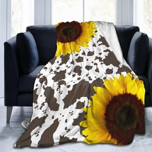 Abaysto Manta con estampado de vaca, regalos de girasol para mujeres, regalos de cumplea&ntilde;os,...