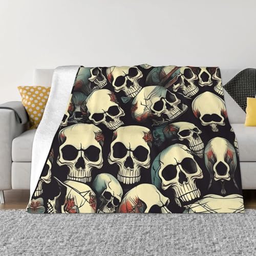 ZISHAK Manta de franela de esqueleto de calavera lujosamente suave, para sofá y viajes, tu manta...
