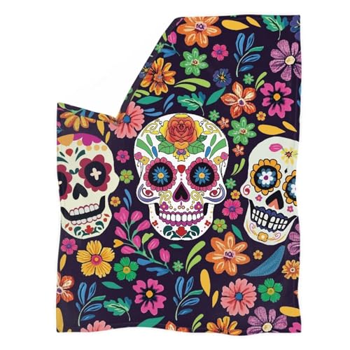 Biyejit Manta ligera con diseño de calavera de azúcar, para todas las estaciones, para niños,...