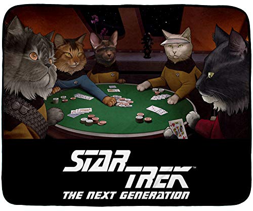 INTIMO Star Trek The Next Generation TNG Cat Characters Playing Cards Fleece Plush Throw Blanket 60'...