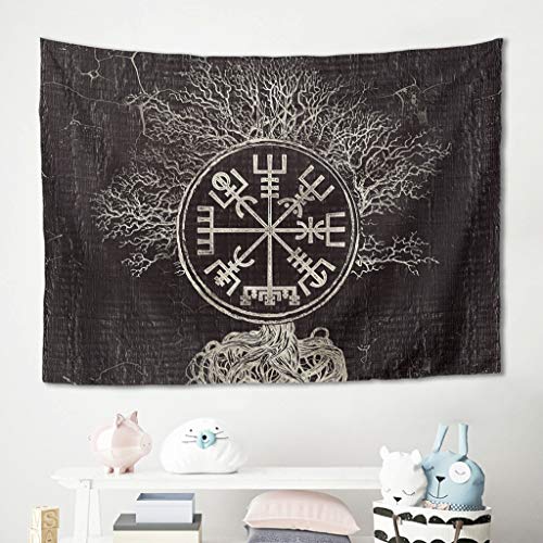 Gamoii Vikingo Yggdrasil Br&uacute;jula &Aacute;rbol de la Vida Tapiz Tapiz Manta de Picnic Toallas de Playa...