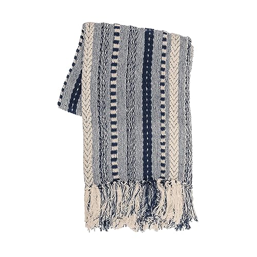 RAJRANG BRINGING RAJASTHAN TO YOU Manta de Tiro Rayado con Trenzas de algodón 50x60 Pulgadas Suave...