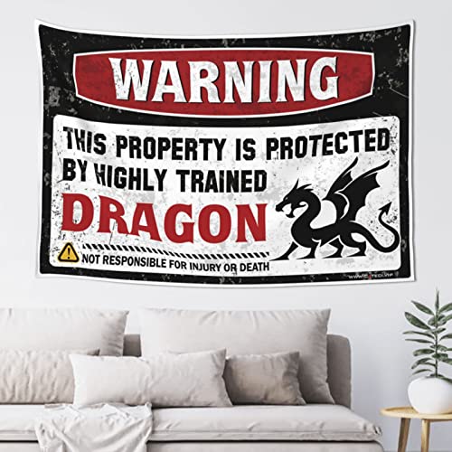 BDIX Tapiz con palabras que advierten que esta propiedad est&aacute; protegida por un drag&oacute;n altamente...