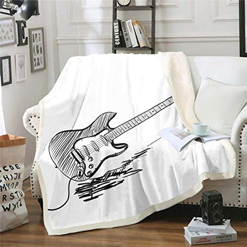 Manta con Estampado de Guitarra, para niños, Adolescentes, con temática de música de Rock, Manta...