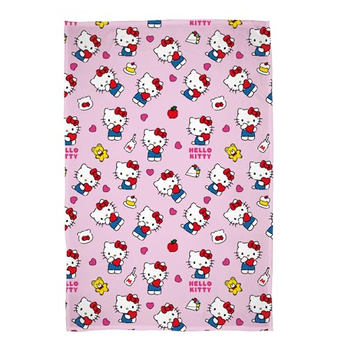 Character World Manta Polar con Licencia de Hello Kitty, dise&ntilde;o Rosa c&aacute;lido s&uacute;per Suave con...