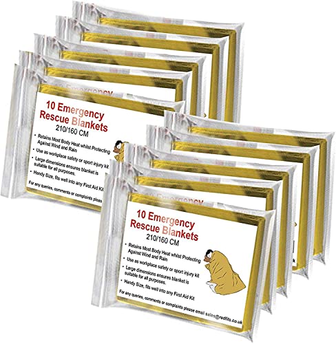 Bramble 10 Mantas Térmicas de Supervivencia de Emergencia - Mantas de Aluminio en Dorado y Plateado...