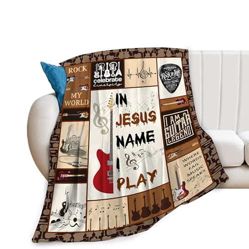 Manta de guitarra de regalo musical, manta decorativa de rollo de rock, manta acogedora de franela...
