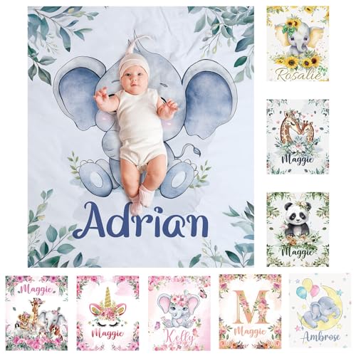 SearchI Mantas Bebe Personalizadas 70x100cm,Plaid Mantita Beb&eacute; Personalizadas con Nombre C&oacute;modo y...