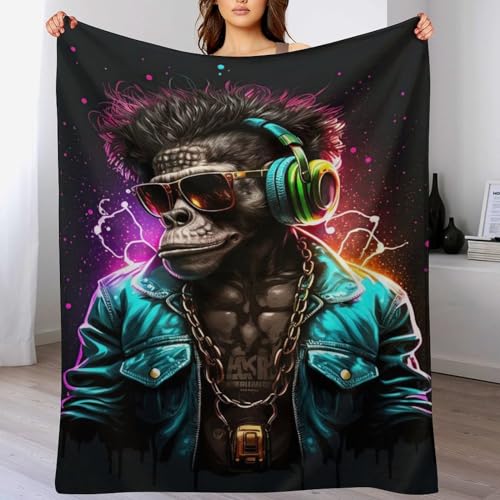 Mono Dj Manta con patrón 3D, manta de franela mullida, cálida y suave, para las cuatro estaciones,...