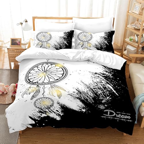 Juego de Cama Pluma135x200cm, Ropa de Cama Boho Flor atrapasue&ntilde;os para Cama de Matrimonio,...