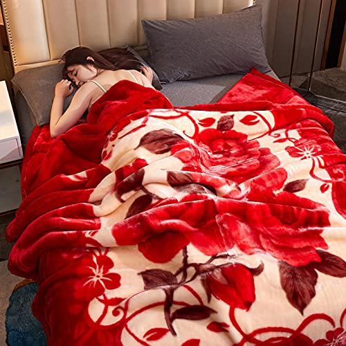 Zoomlie Raschel - Manta gruesa de invierno de felpa y colcha de doble capa, cálida, suave,...