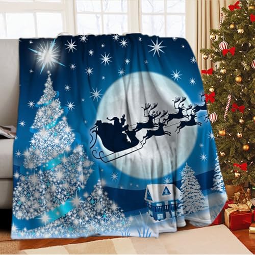 WZXGHE Manta De Navidad 130x150cm,Manta De Navidad para Sofa, Franela De Supersuave Manta...