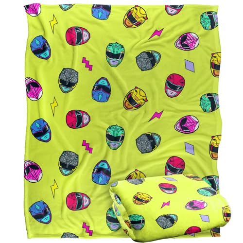 LOGOVISION Power Rangers - Manta de 152 x 127 cm, dise&ntilde;o de Casco, Tacto Sedoso, s&uacute;per Suave