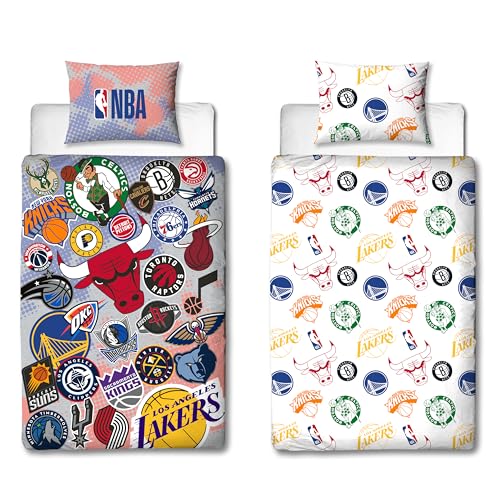 Character World Juego de funda de edredón individual con licencia oficial de la NBA, diseño de...