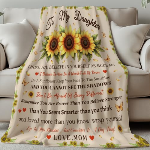 GLOBLELAND Manta de franela suave y acogedora con dise&ntilde;o de girasoles, de 59 x 51 pulgadas,...