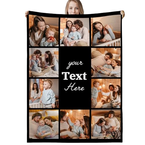 VICVIK Manta Personalizada con Foto y Texto Regalos de Cumpleaños para Madres Novio Padre