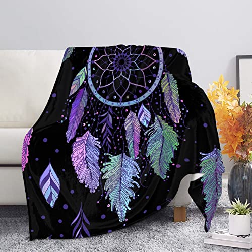 Wanyint Manta de atrapasue&ntilde;os con dise&ntilde;o de mandala y plumas, lavable a m&aacute;quina, para sof&aacute;,...