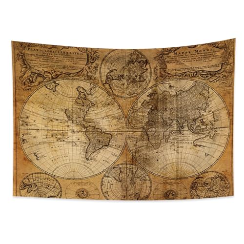 YONGFOTO 150x100cm Mapa Tapiz, Mapa del Mundo Tapices Vintage Pasi&oacute;n de Viajar Pirata Mapa Viejo...