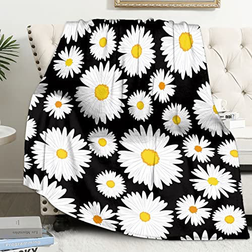 YRAQLVU Manta de margarita para sof&aacute;, manta suave de invierno con estampado para todas las...