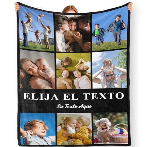 Bemaystar Manta Personalizada con Foto y Texto - Regalos Personalizados para Familia, Pareja y...