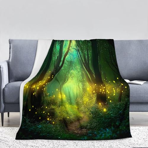 JSCWDET Manta con Estampado El Libro de la Selva, con Estampado 3D, Luci&eacute;rnagas, Lobo, c&oacute;moda y...