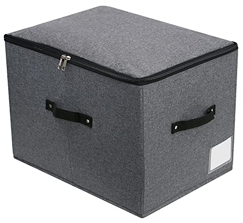 Caja de almacenamiento de tela plegable con tapa de cremallera, mango, mantas de ropa, colchas,...