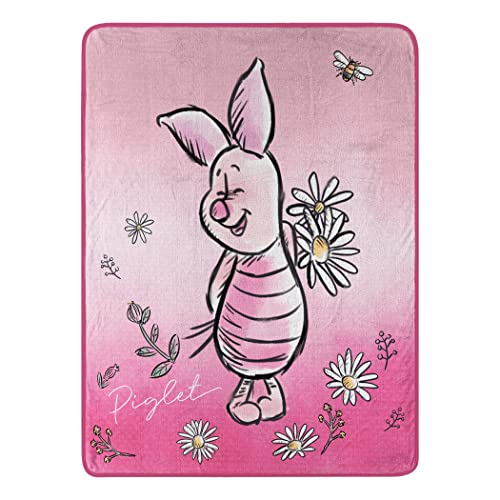 Northwest Disney's Winnie The Pooh - Manta de Micro Raschel, 46 x 60 Pulgadas, Flores de Cerdito