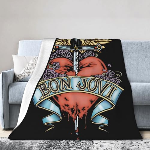 Bon Music and Jovi - Manta de franela para sof&aacute; y cama, s&uacute;per suave, con aire acondicionado,...