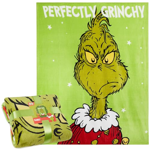 The Grinch Manta Polar Suave, Manta de Invierno 150 x 130cm - Decoracion Navidad (Verde)