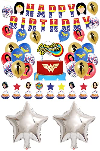 Decoración Cumpleaños Wonder Woman Cumpleaños Globos Wonder Woman Globos Decoracion Wonder Woman...