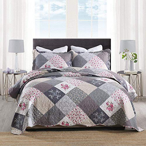 Qucover Cubrecama Patchwork para Cama 150,Cama 135,Colcha nordica bouti de piqu&eacute;,Manta con Fundas...