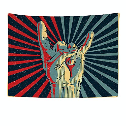Ulticool - Appeso a Parete Decoraci&oacute;n Casa - Rock Hand Music Retro Vintage - 200 x 150 cm Grande...