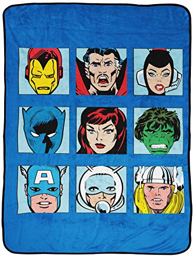 Marvel Comics Avengers Throw Blanket - Measures 46 x 60 inches, Kids Bedding Features Captain...