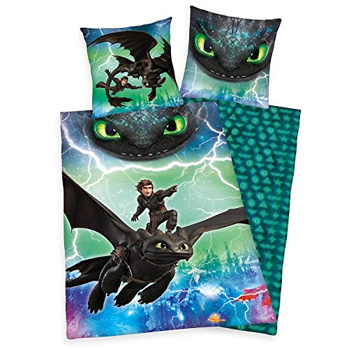 Herding DreamWorks Dragons - Juego de Ropa de Cama, 100% algod&oacute;n, Multicolor, Deutsche Gr&ouml;&szlig;e