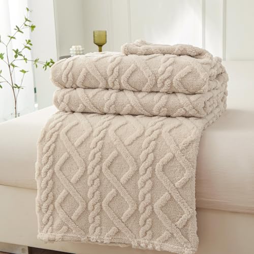 WONGS BEDDING Manta mullida de 150 x 200 cm, Manta de Cordero, dise&ntilde;o de Rombos, Suave y mullida,...