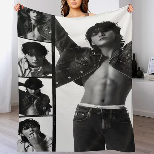 Moonforever Manta ligera y c&oacute;moda de franela de microfibra Harlow Jungkook para siesta, sof&aacute;,...