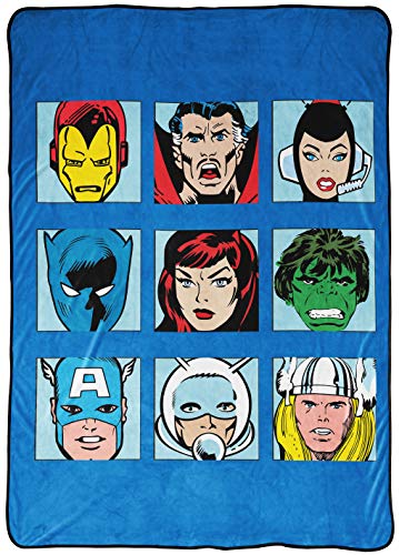 Marvel Comics Avengers Blanket - Measures 62 x 90 inches, Kids Bedding Features Captain America,...