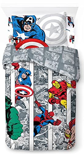 Marvel Avengers Superheroes Comics Juego de Ropa de Cama infantil 3 Piezas 100% Algod&oacute;n Cama...