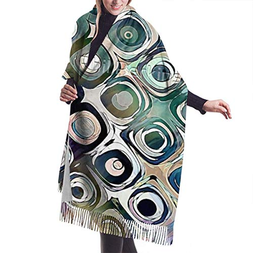 408 Mantas C&iacute;rculos Coloridos Dentro De C&iacute;rculos Bufanda De Hombro Engrosada Chales Con Borla...
