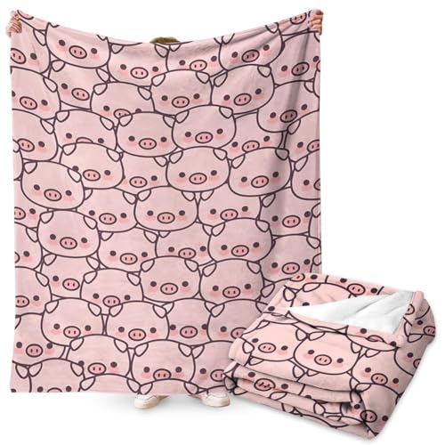FYDZBSL Pig Manta para Niños,Cobija con Estampado de Dibujos Animados Habitación Mantas de Dibujos...